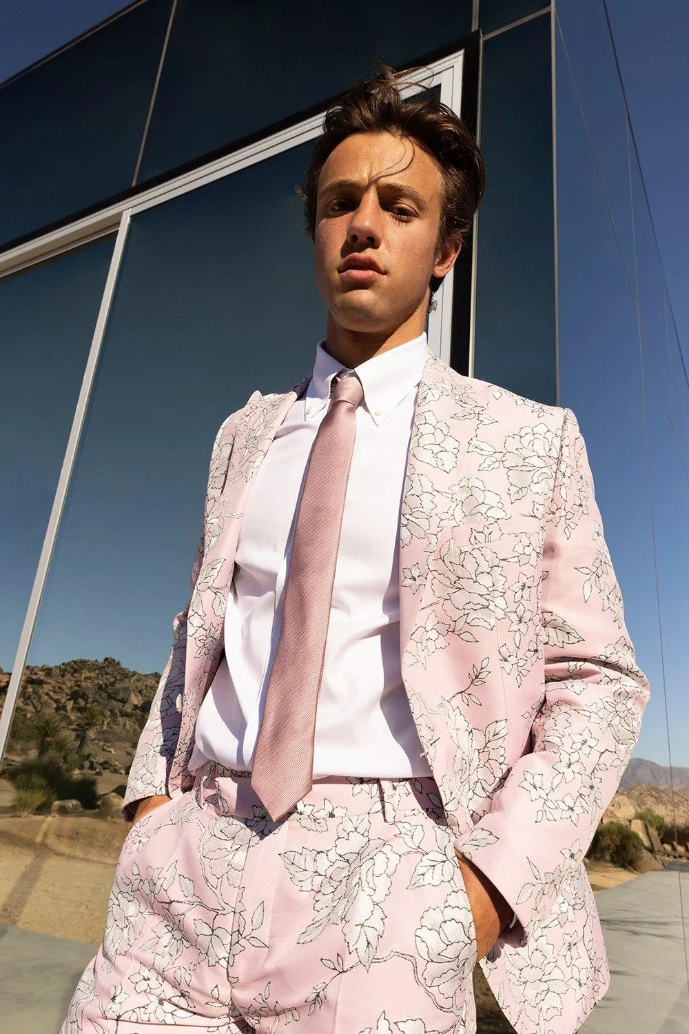 Single Breasted Jacquard Skinny Suit Jacket