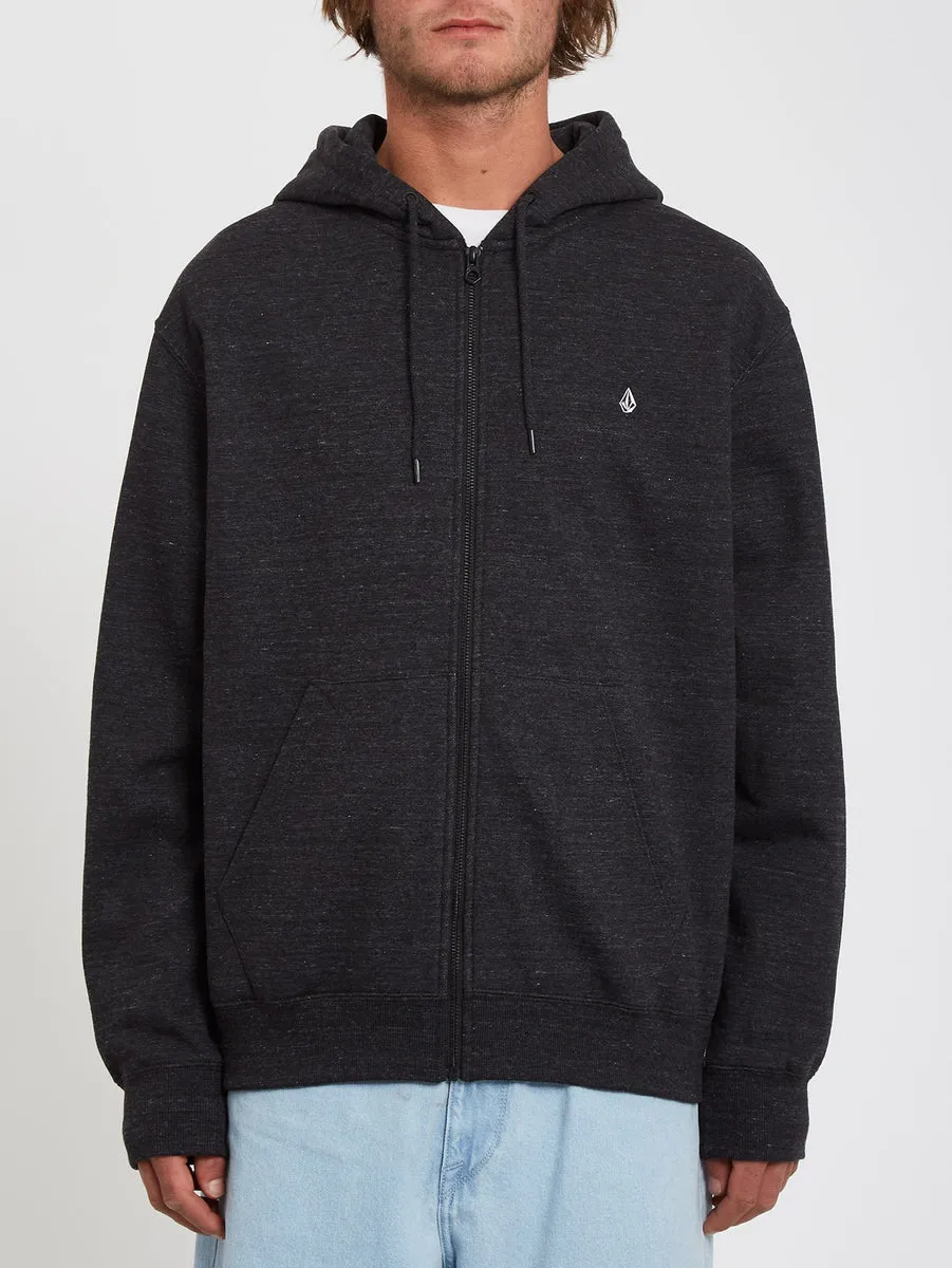 Single Stone Zip Fleece Hoodie - HEATHER BLACK