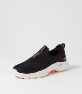 SKECHERS Go Walk 6 Black Multi Knit Sneakers