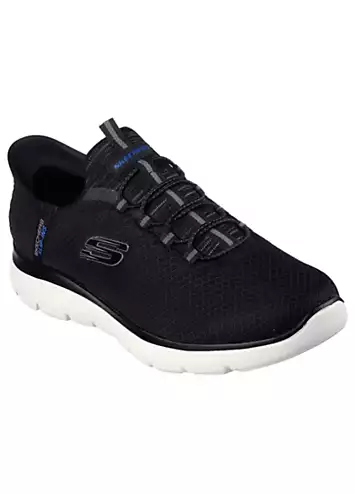 Skechers Mens Black/White Mesh Hands Free Slip-Ins Summits High Range Trainers | Kaleidoscope