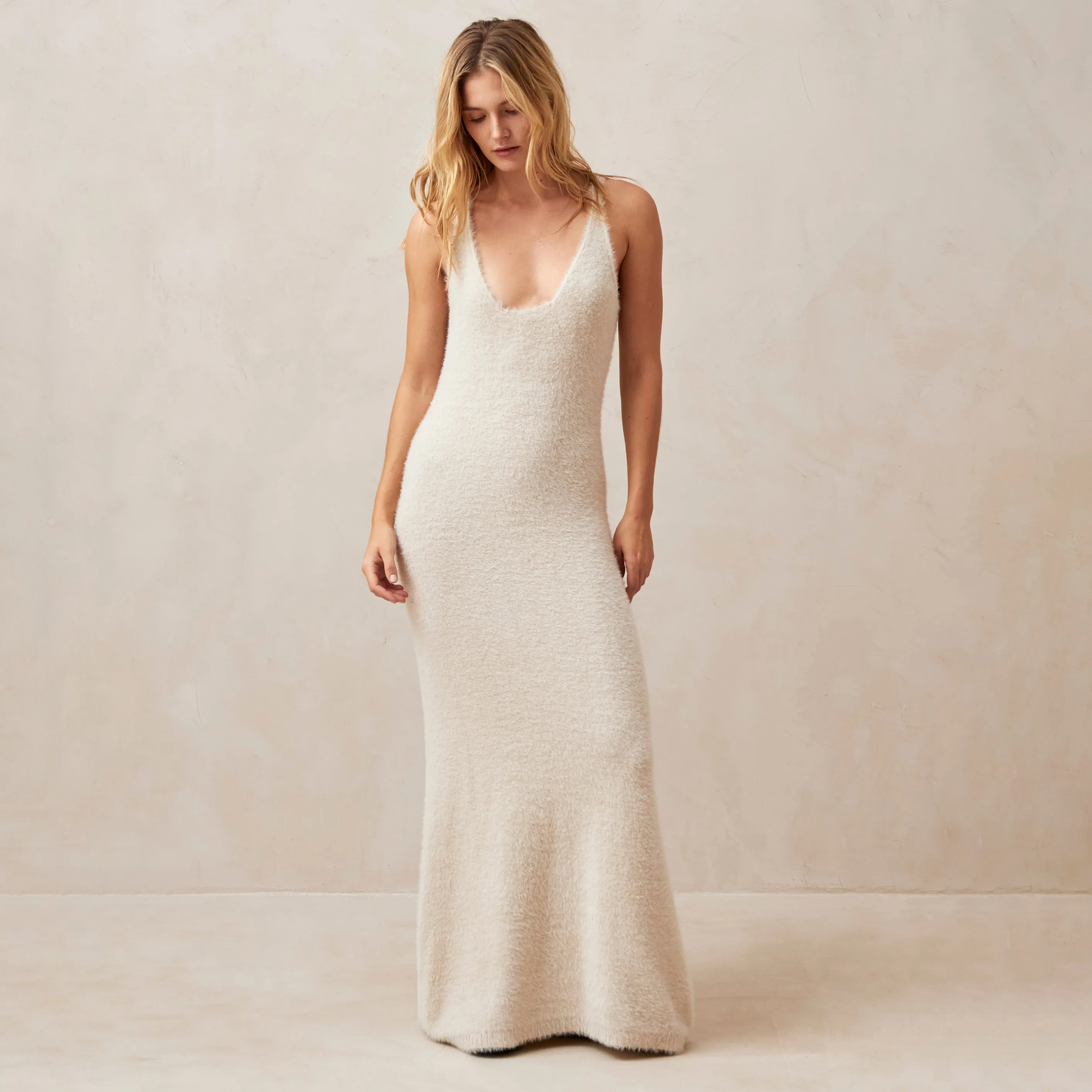 Ski Ecru Tricot Maxi Dress  