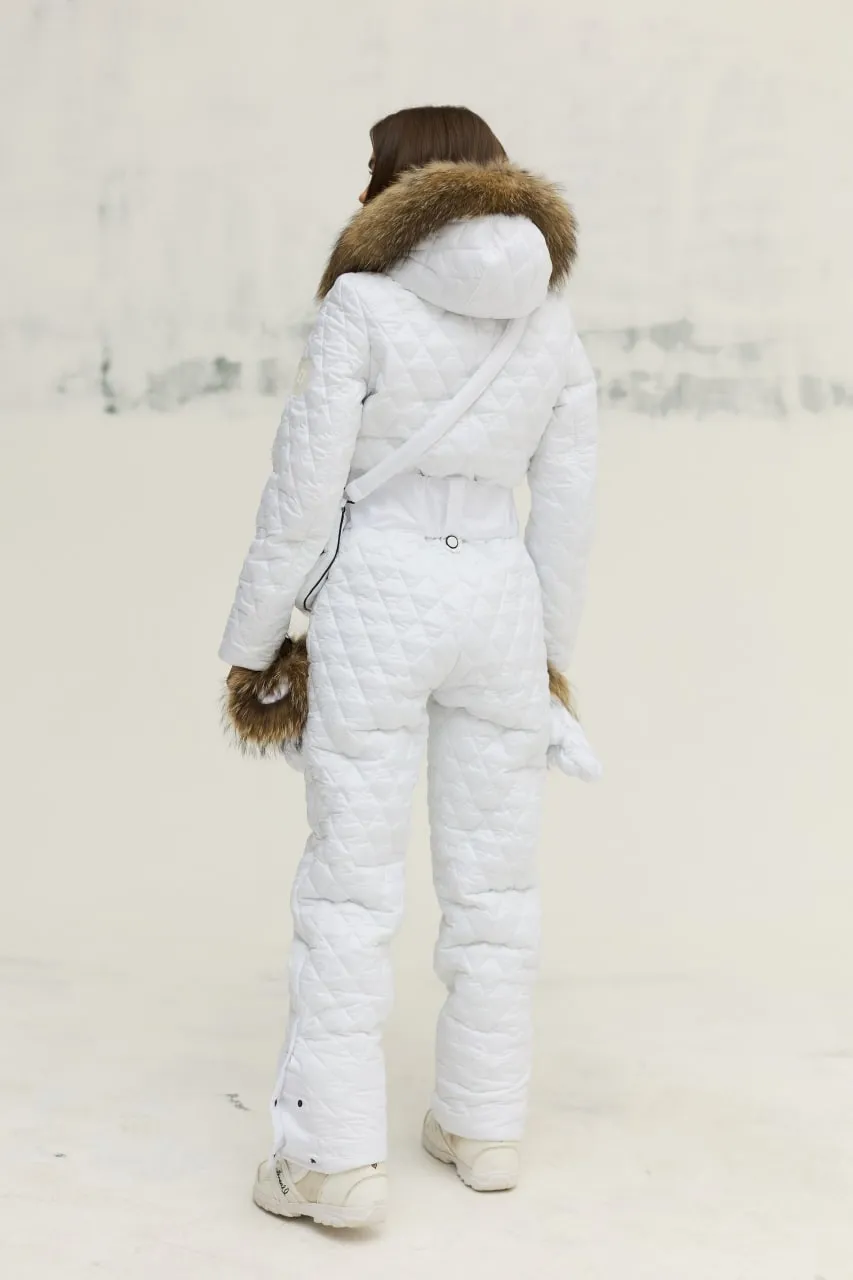 Ski/Snowboard Suit with Fur Trim Mitten & Cross Body Bag