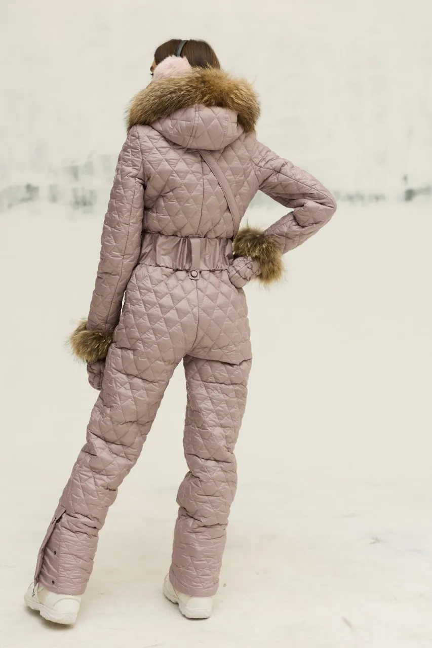 Ski/Snowboard Suit with Fur Trim Mitten & Cross Body Bag