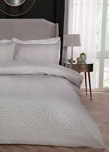 Sleepdown Natural Lurex Jacquard Deco Duvet Cover Set | Kaleidoscope