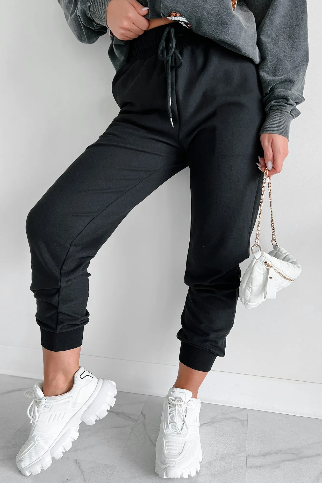 Sleepy Mondays Drawstring Waist Joggers (Black)