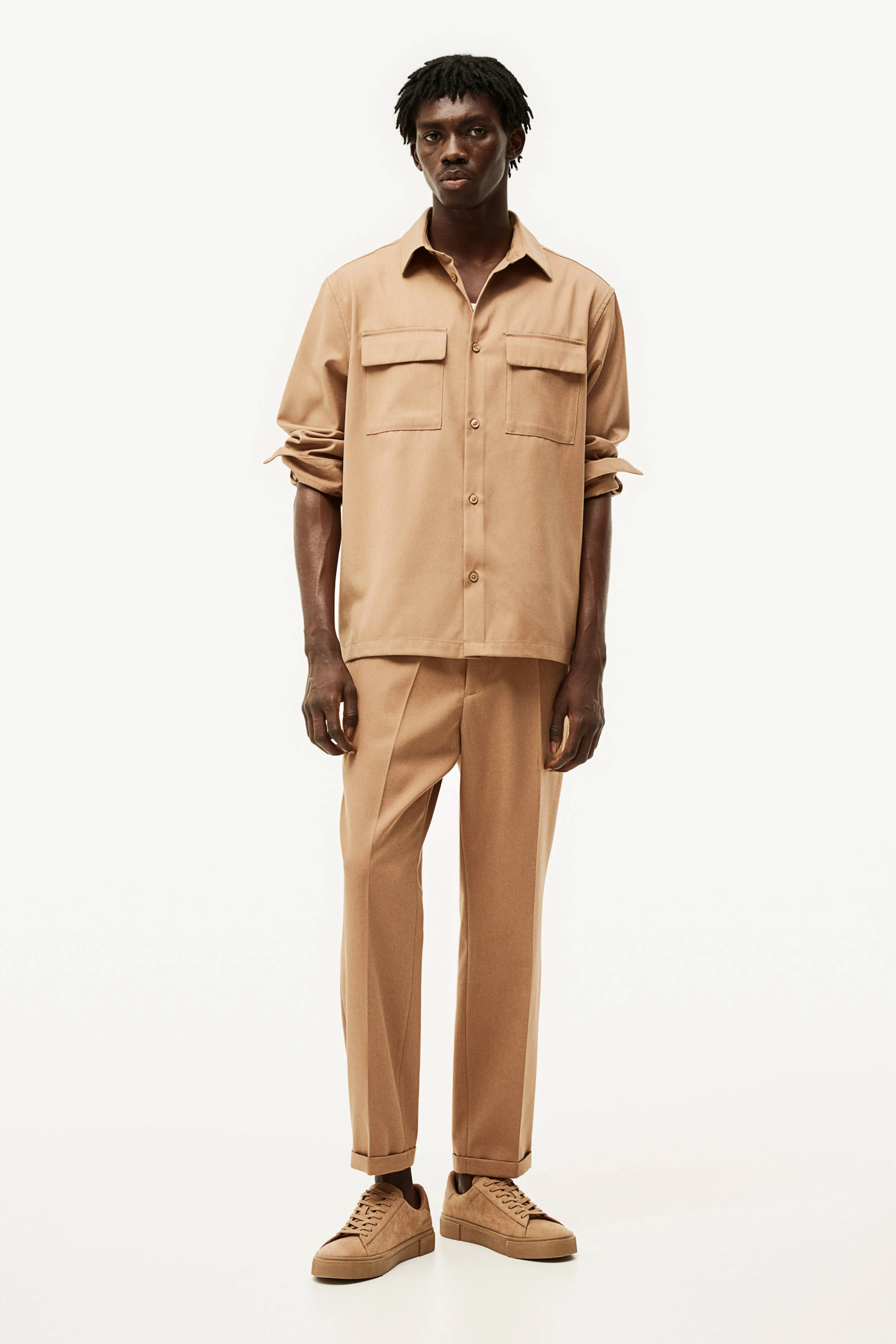 Slim Fit Tailored joggers - Regular waist - Ankle length - Light brown - Men | H&M GB