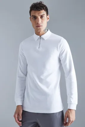 Slim Interlock Long Sleeved Polo