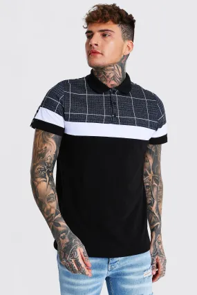 Slim Man Roman Jacquard Panel Polo