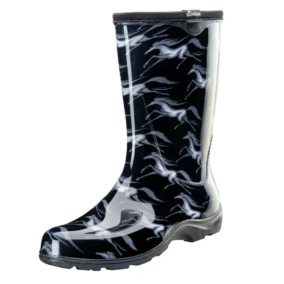 Sloggers Women's Rain & Garden Boot - Black Horses