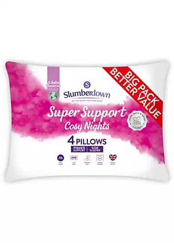 Slumberdown Super Support Cosy Nights Firm Support Pack of 4 Pillows | Kaleidoscope