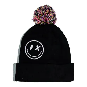 Smiley Color Block Pom Hat