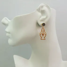 Smokey Quartz Round Stud with Lawin Dangling Earrings