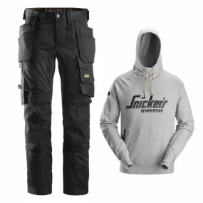 Snickers 6241 Trouser (Black) & 2894 Hoodie - (Grey)
