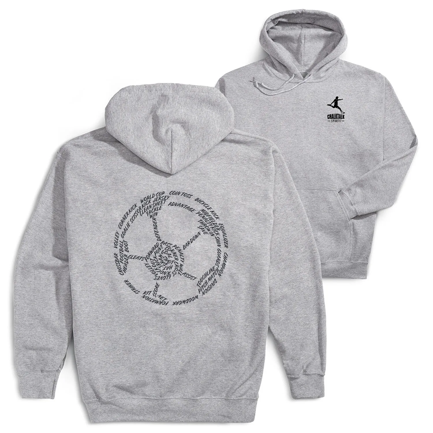 Soccer Hooded Sweatshirt - Soccer Words (Back Design) 