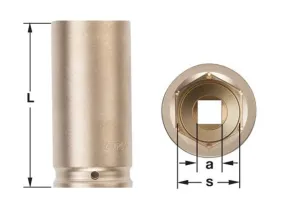 Socket, Deep Well Impact 1/2D 28mm - Non-Sparking, Non-Magnetic DWI-1/2D28MM