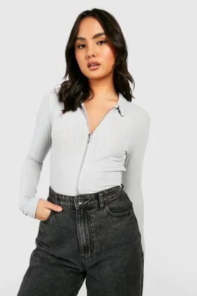 Soft Rib Knit Zip Through Cardigan