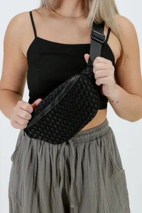 Sol and Selene: Aim High Woven Neoprene Belt Bag - Black