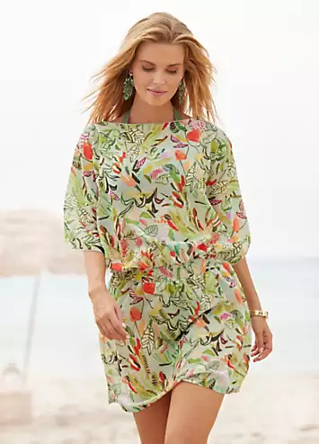 s.Oliver Leaf Print Beach Dress | Grattan