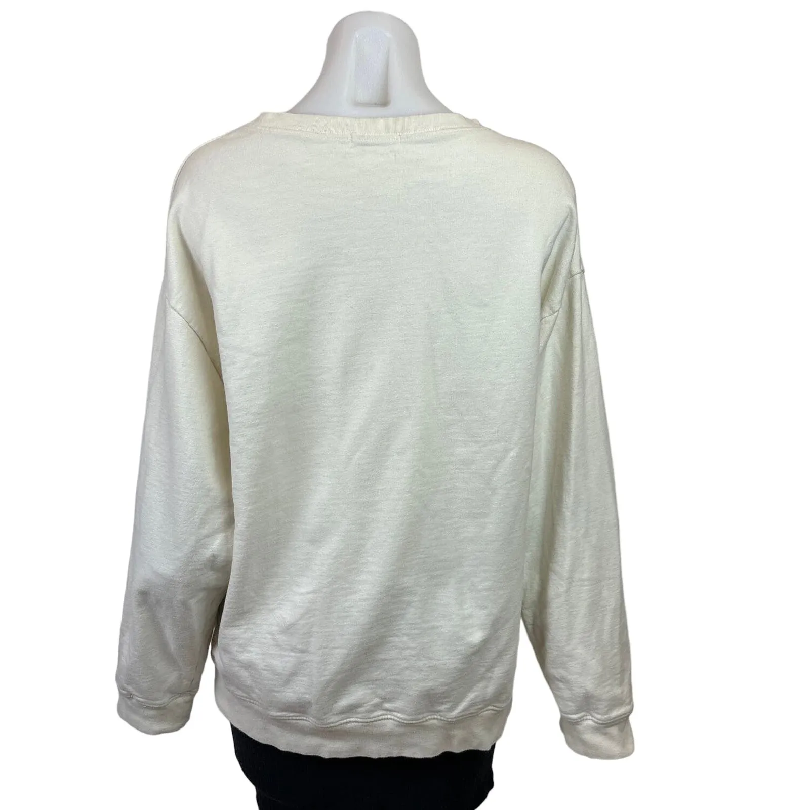 South Parade Womens Smiley Star Eye Oversized White Long Sleeve Sweatshirt S