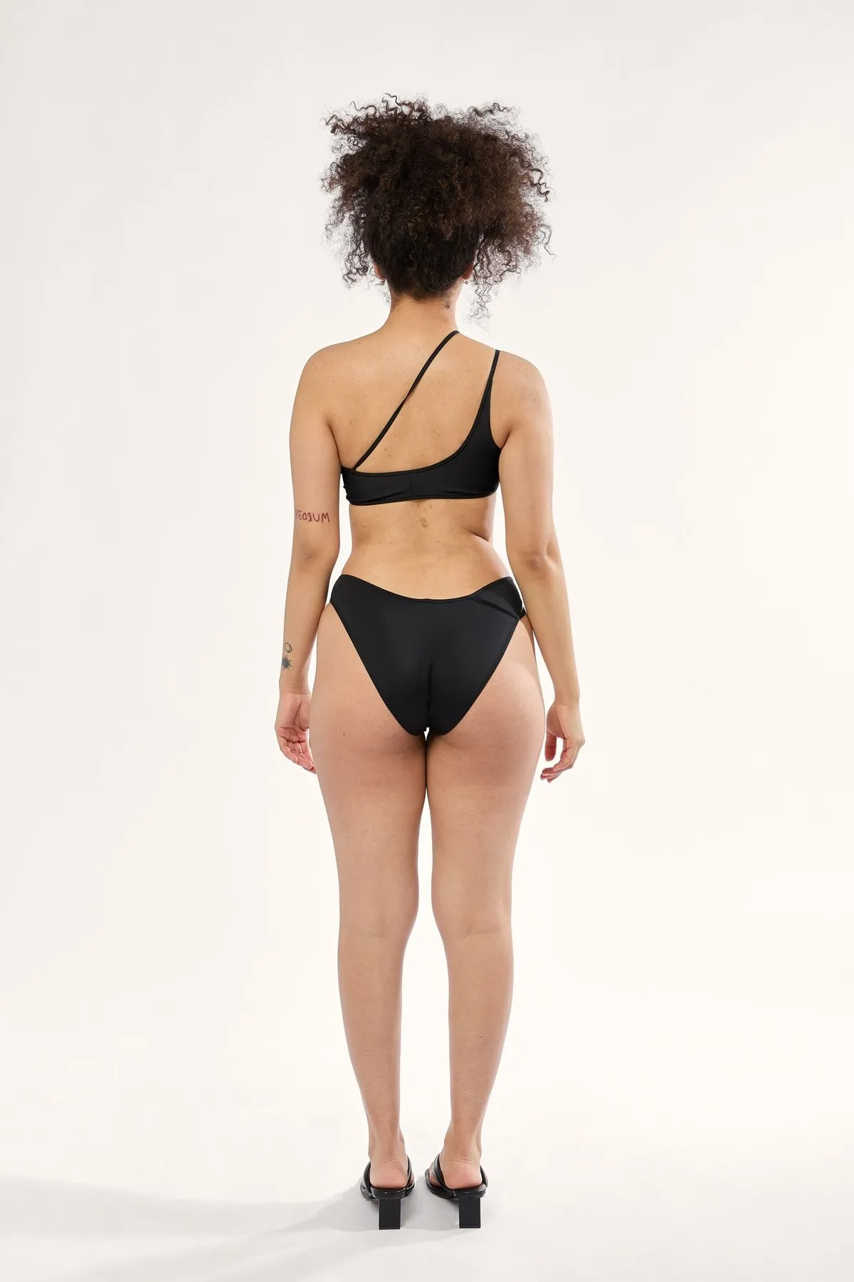 Spiral Mid-rise Bikini Bottom - Black