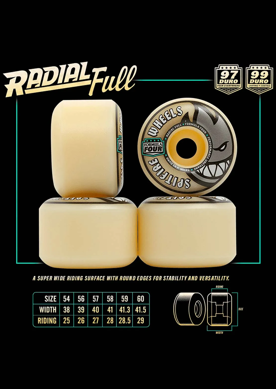 Spitfire F4 97 Radial Full Skateboard Wheels