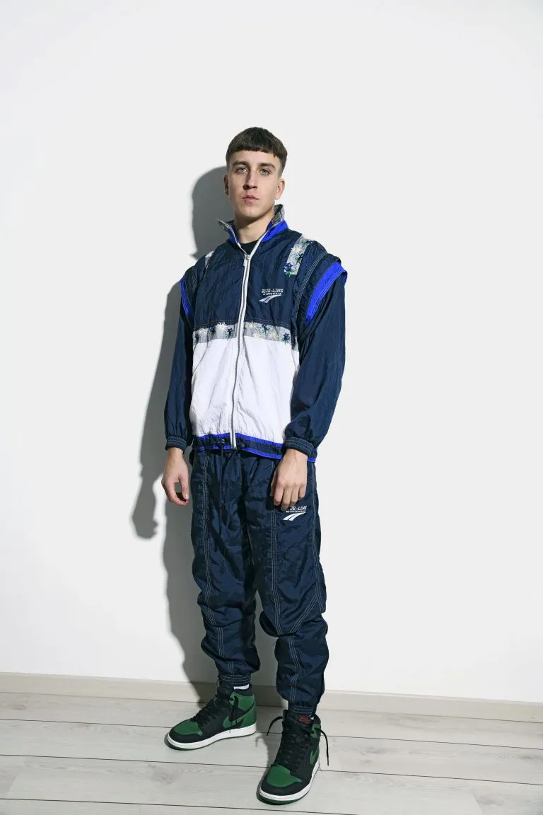 Sport vintage tracksuit set blue white