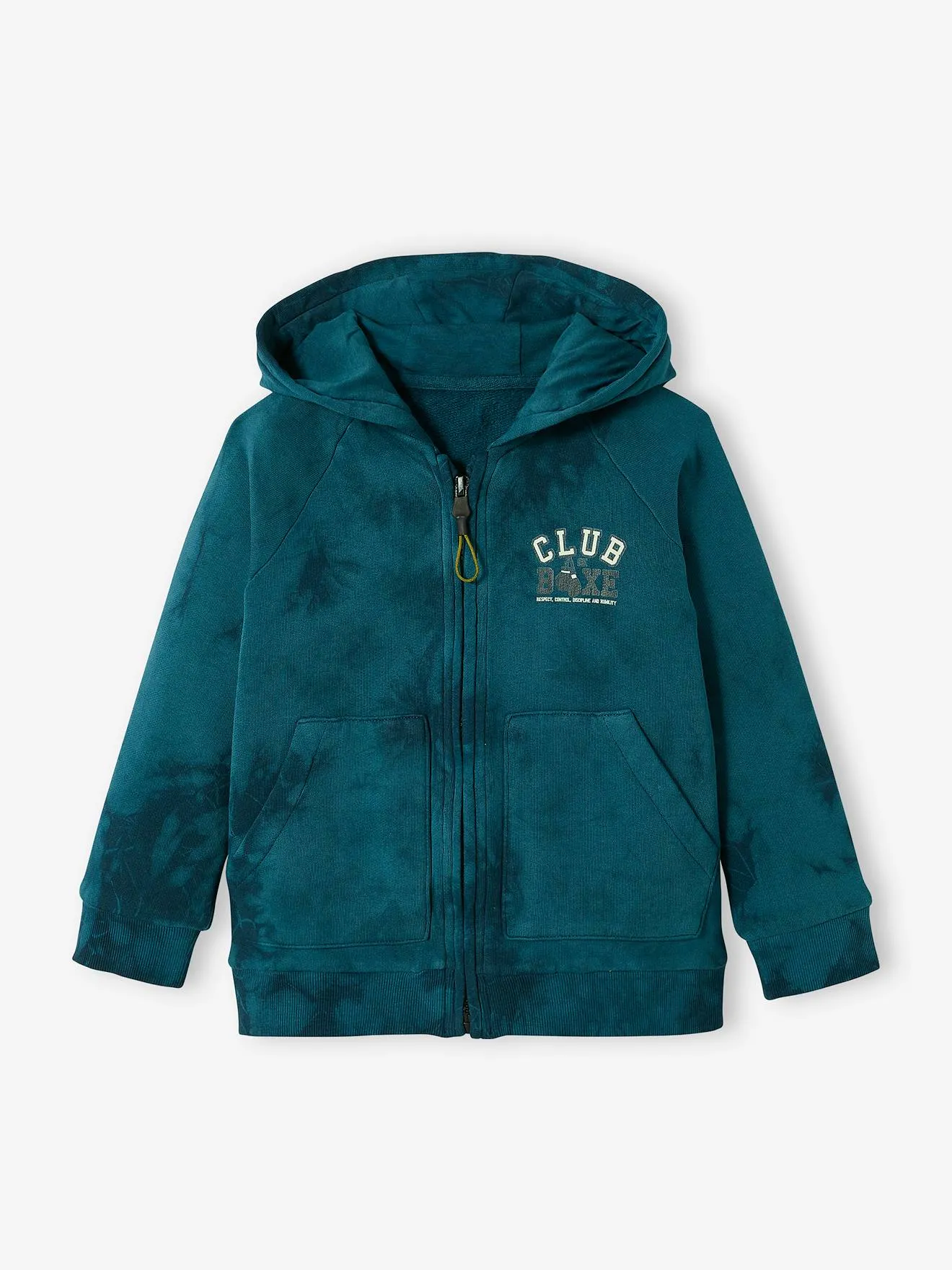 Sports Tie-Dye Jacket with Zip, for Boys - blue dark wasched