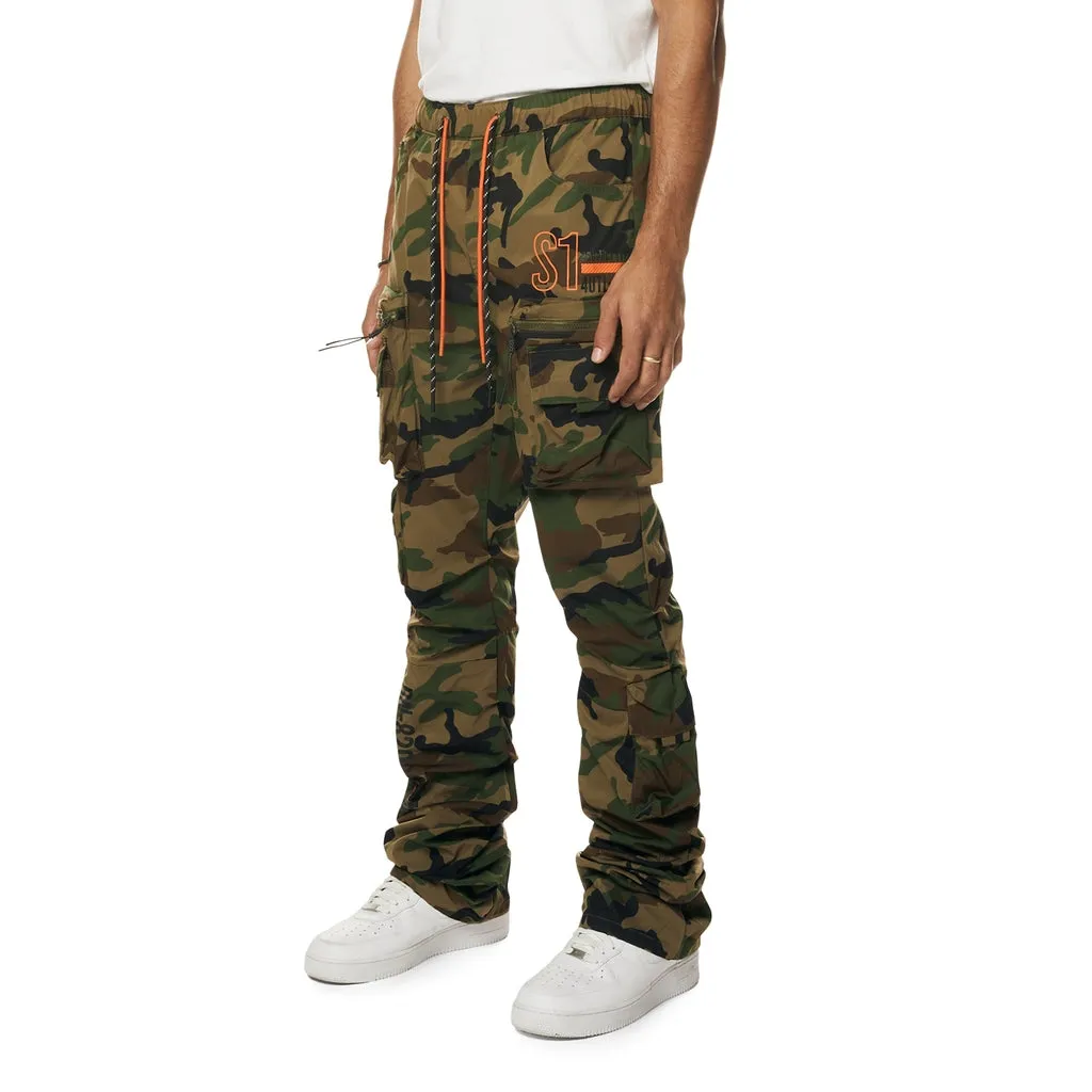 Stacked Utility Windbreaker Cargo Pants - Wood Camo