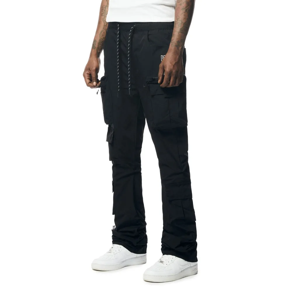 Stacked Utility Windbreaker Pants - Black
