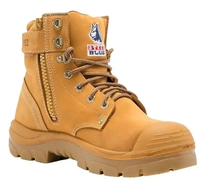 STEEL BLUE Argyle® 150mm Zip Sided Lace up Ankle Boot with Steel Toe and Bump Cap Nitrile Outsole
