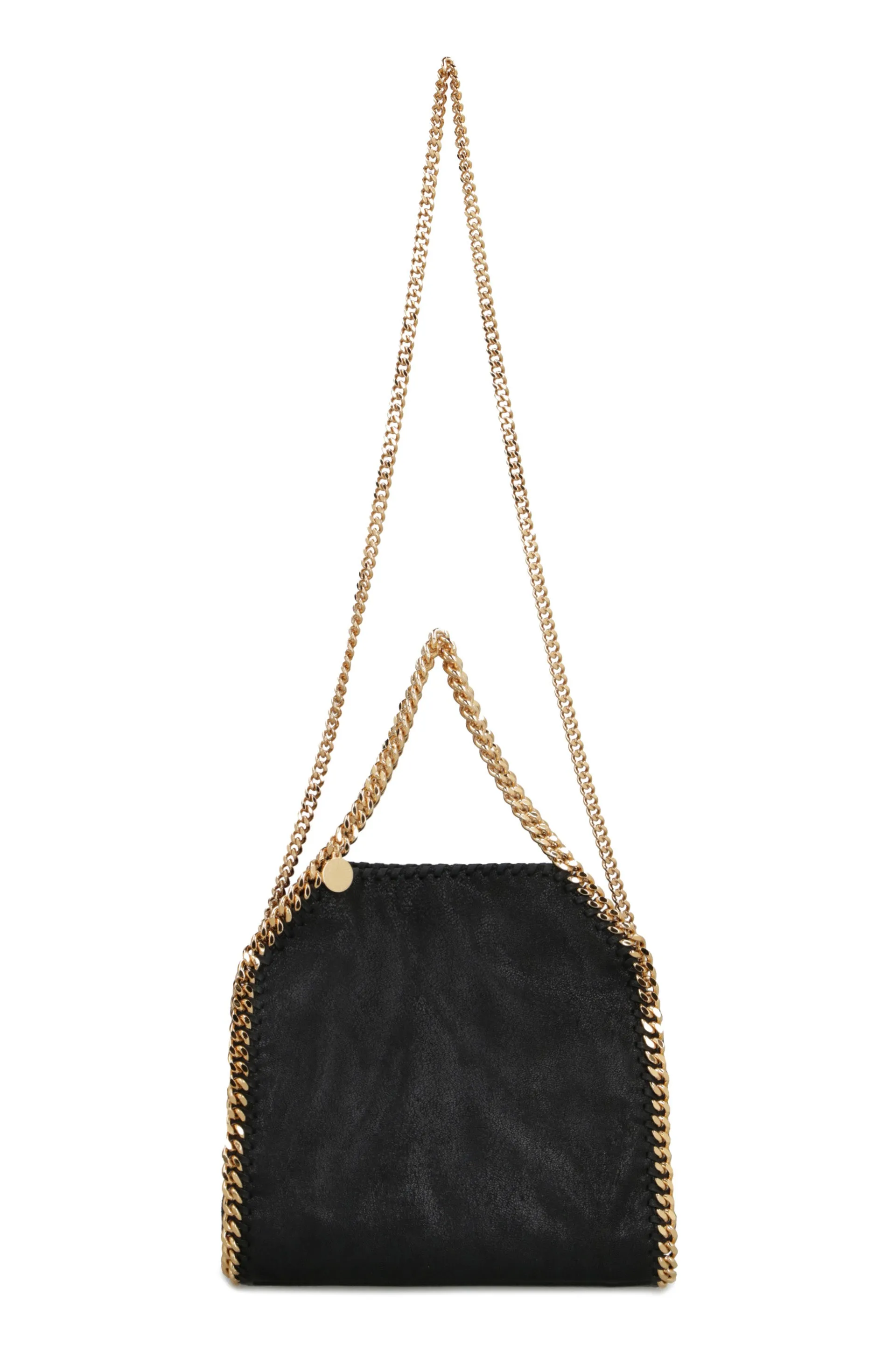 STELLA MCCARTNEY Mini Falabella Tote Handbag in Black Shaggy Deer Fabric with Chain Strap