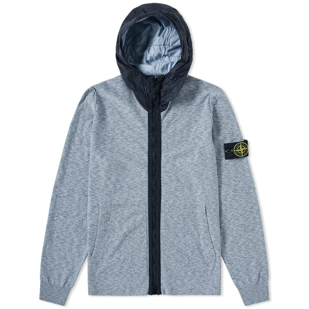 Stone Island Cotton Nylon Rosato Hooded Zip KnitMarine Blue