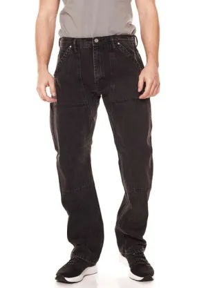 STONES Mr. Reeves Worker Jeans para hombre Pantalones lavados con nudo funcional 10013 10048 Negro
