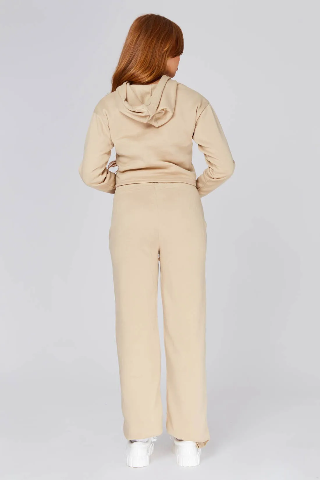 Stone Pintuck Hoodie And Wide Leg Joggers Set