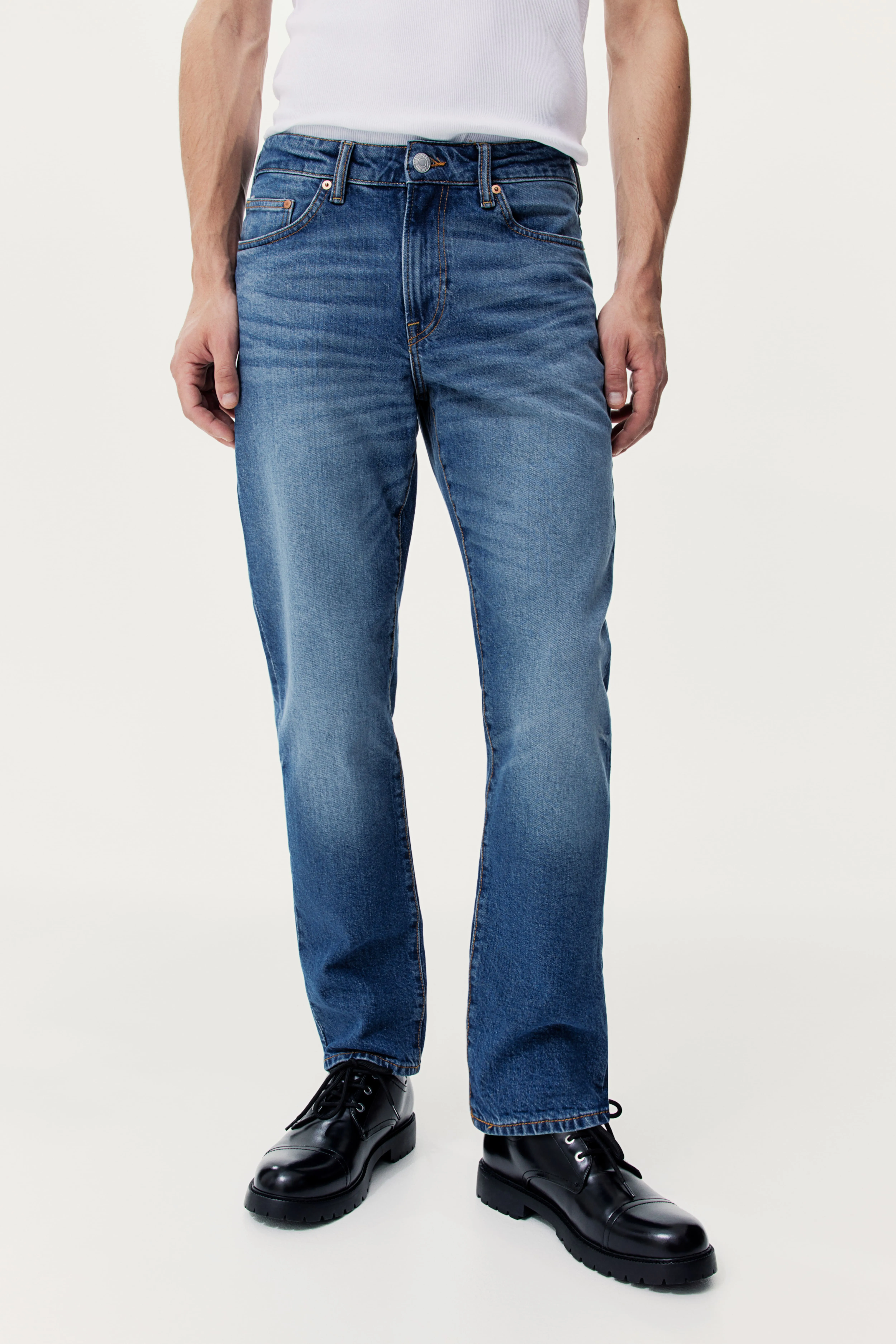 Straight Regular Jeans - Regular waist - Long - Denim blue - Men | H&M GB