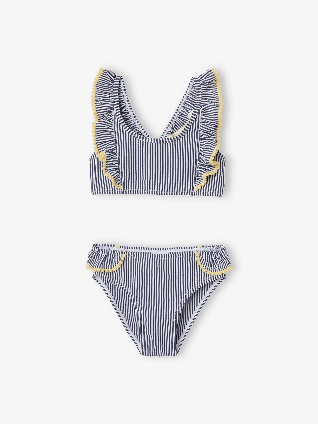 Striped Bikini for Girls - blue dark striped