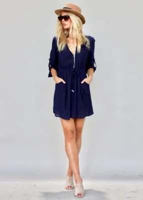Stronger Sun Tunic Dress - Navy