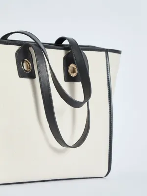 Studio Edit Cream Leather Trim Winged Tote Bag | Women | George at ASDA