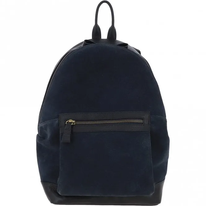 Suede and Leather Luxury Backpack Navy : Tucker