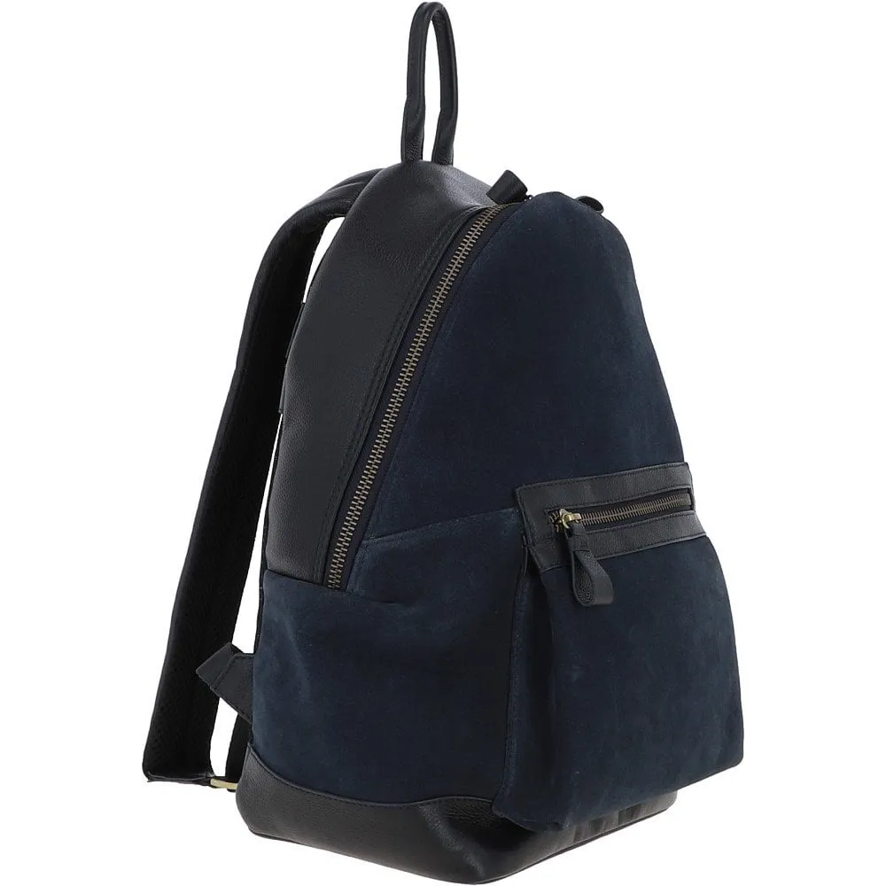 Suede and Leather Luxury Backpack Navy : Tucker