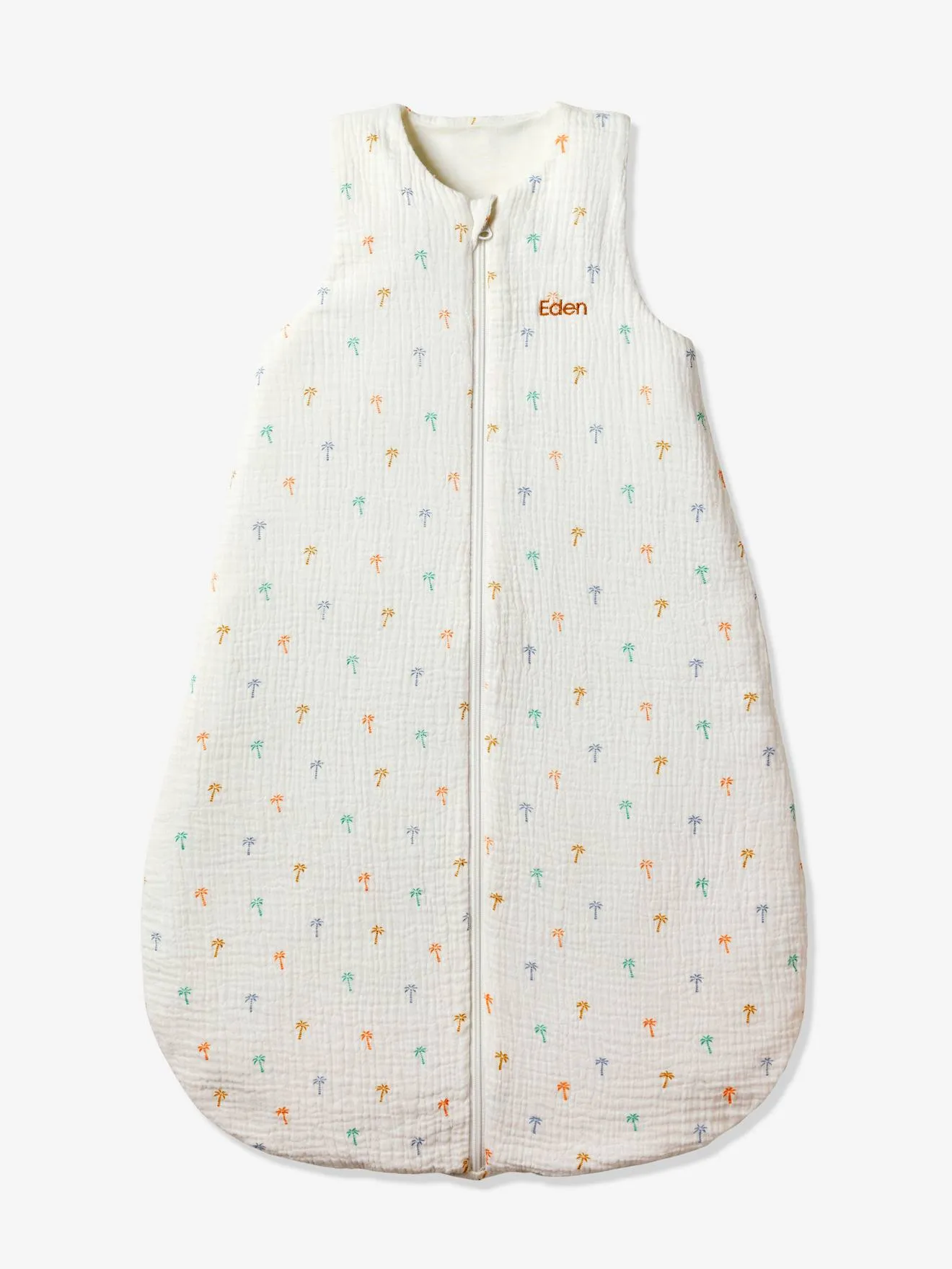 Summer Special Baby Sleeping Bag in Cotton Gauze with Central Opening, Palm Trees - multicoloured