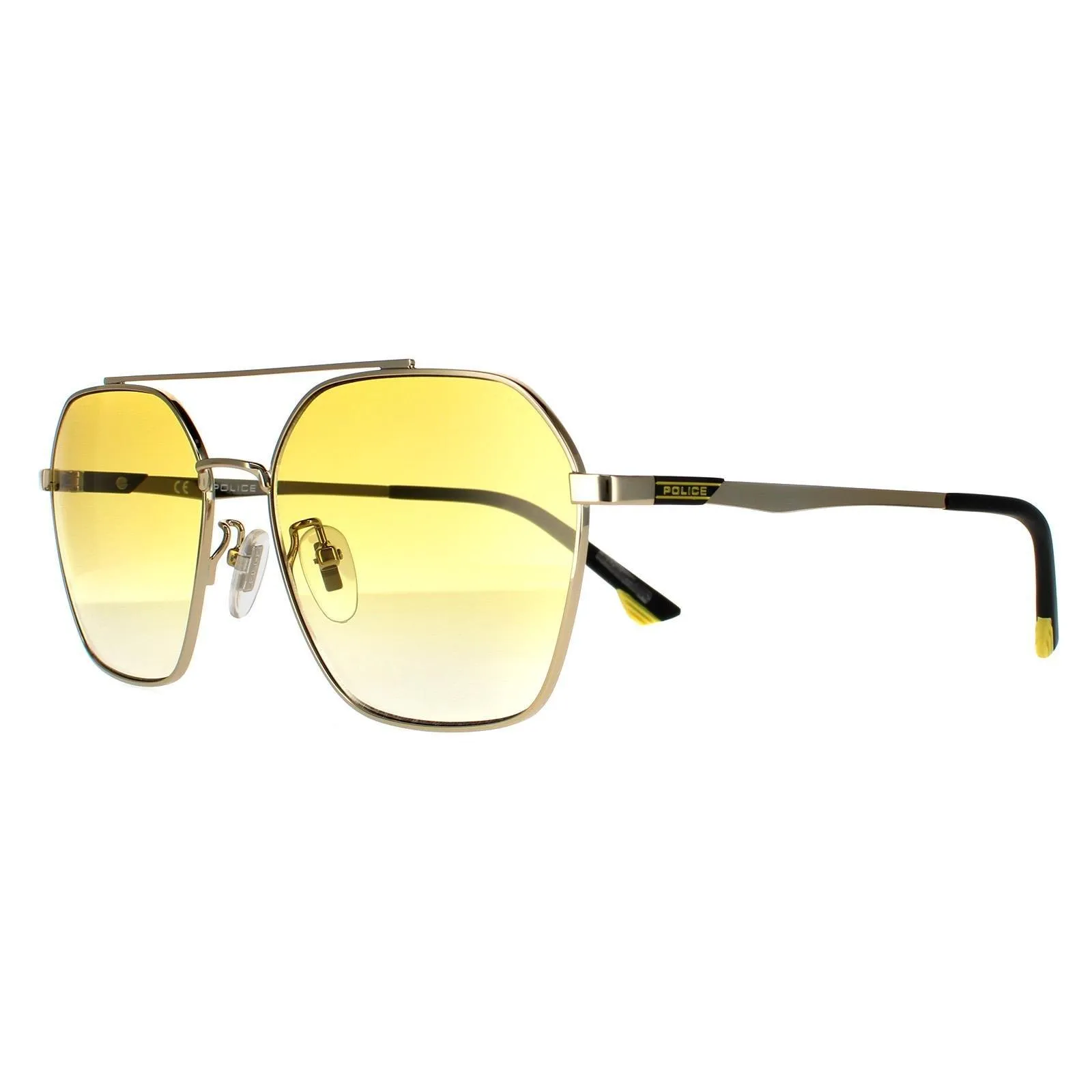 Sunglasses | Aviator Shiny Gold Yellow Gradient Sunglasses | Police