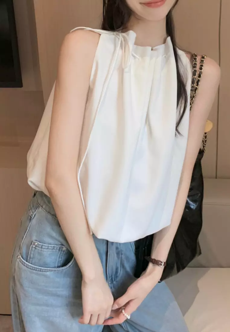 Sunnydaysweety 2024 temperament shirt loose sleeveless top CA24061814W