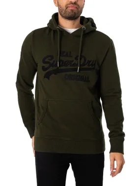 Superdry Embroidered Pullover Hoodie - Surplus Goods Olive Green