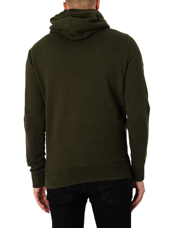 Superdry Embroidered Pullover Hoodie - Surplus Goods Olive Green