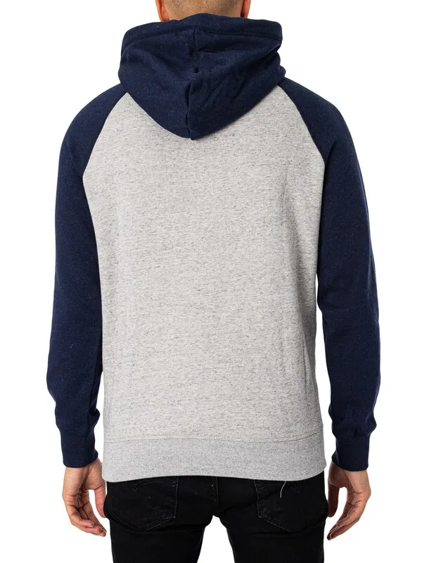 Superdry Essential Baseball Pullover Hoodie - Athletic Grey Marl/Rich Navy