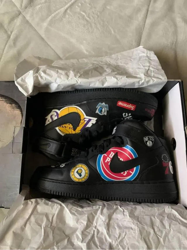 Supreme x Nike Air Force 1 Mid x NBA Black