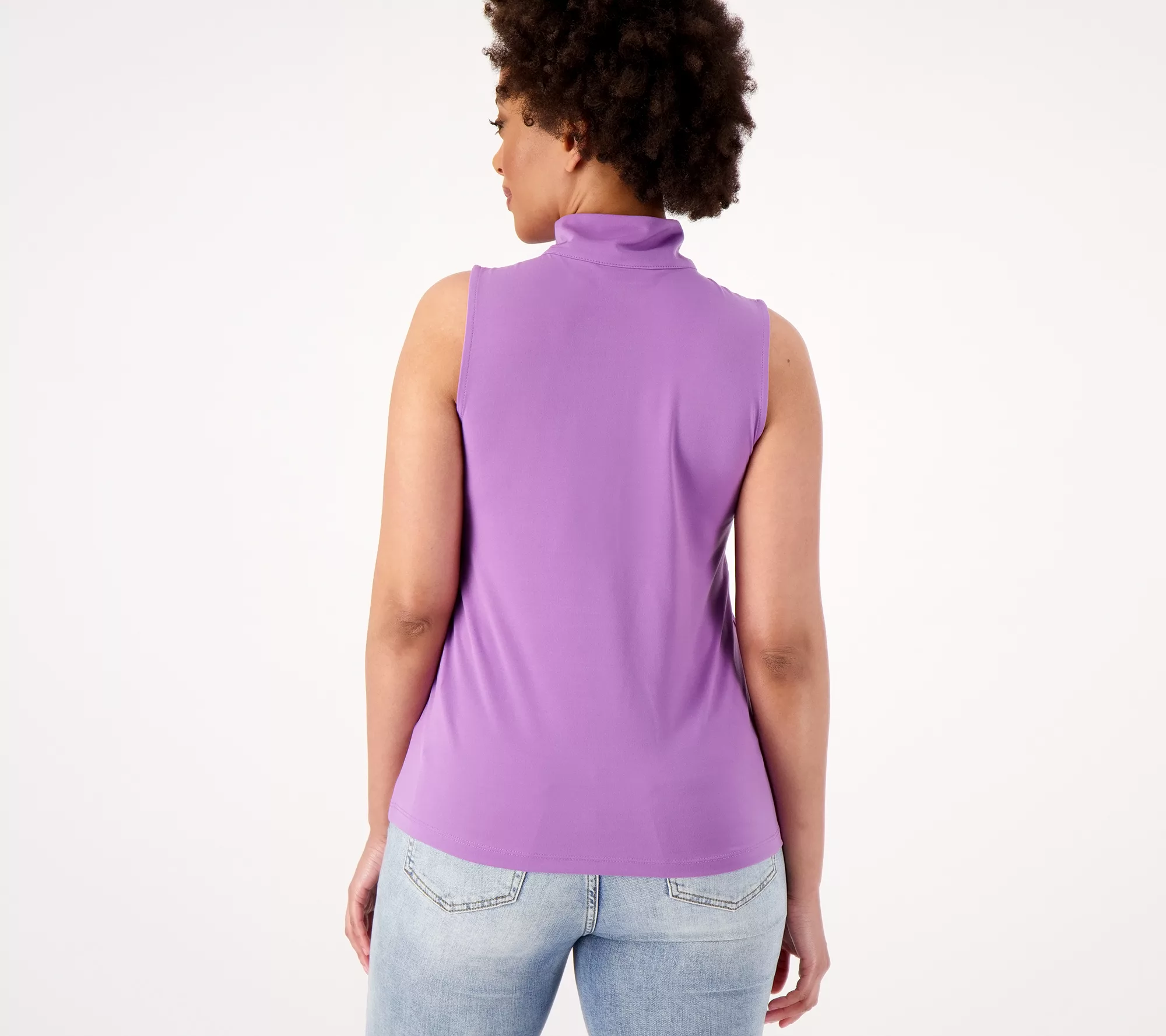 Susan Graver Liquid Knit Sleeveless Half-Zip Top