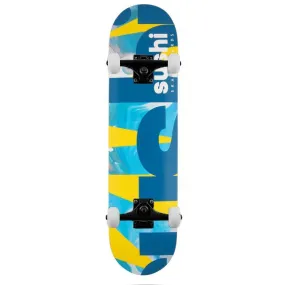 Sushi Deck Spectrum Logo Complete Skateboard  Yellow Teal 8.0