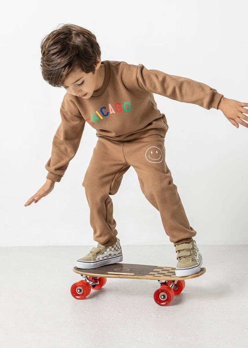 Sweet Home Chicago Fleece Sweat Set - Toffee